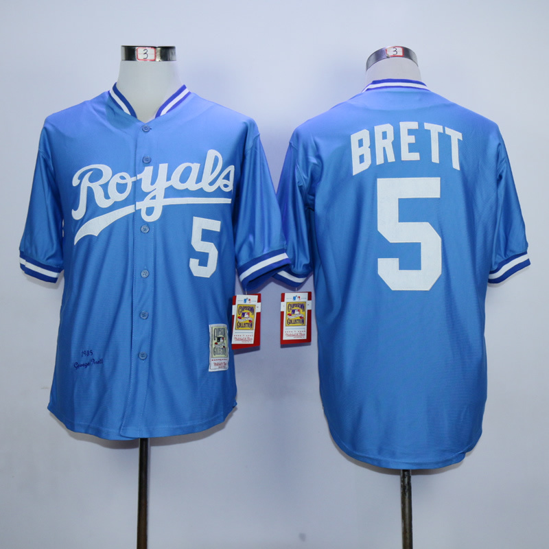 Men Kansas City Royals #5 Brett Light Blue Throwback 1983 MLB Jerseys->kansas city royals->MLB Jersey